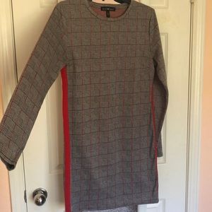 Red plaid midi dress